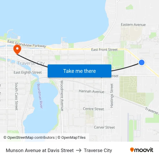 Munson Avenue at Davis Street to Traverse City map