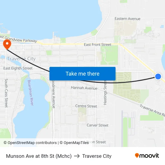 Munson Ave at 8th St (Mchc) to Traverse City map
