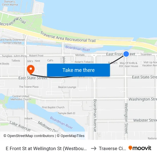 E Front St at Wellington St (Westbound) to Traverse City map