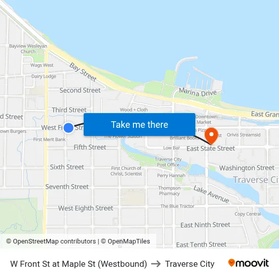 W Front St at Maple St (Westbound) to Traverse City map