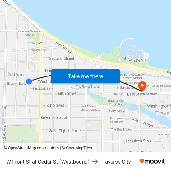 W Front St at Cedar St (Westbound) to Traverse City map