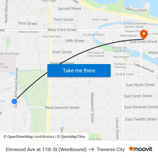 Elmwood Ave at 11th St (Westbound) to Traverse City map
