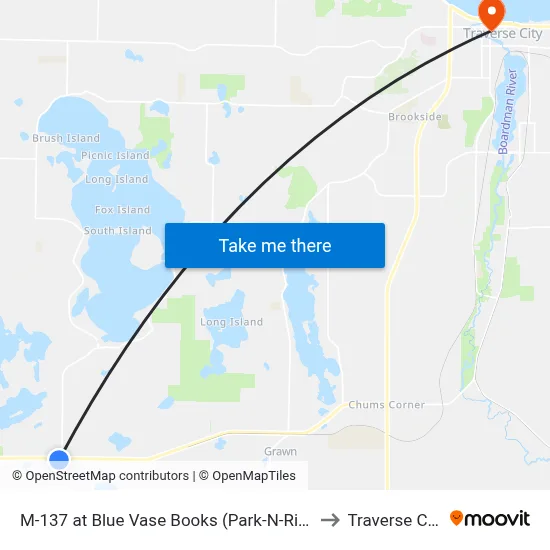M-137 at Blue Vase Books (Park-N-Ride) to Traverse City map