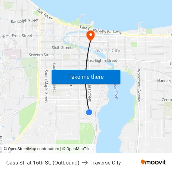 Cass St. at 16th St. (Outbound) to Traverse City map