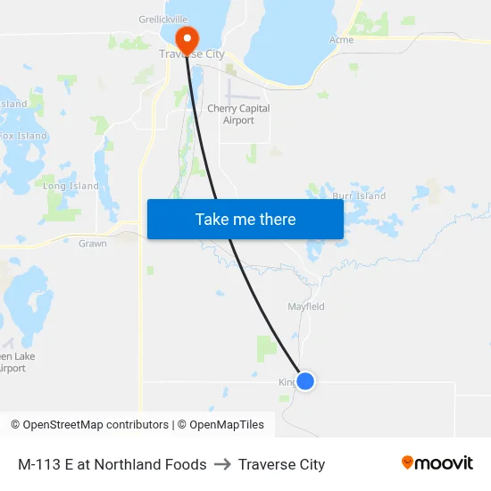 M-113 E at Northland Foods to Traverse City map
