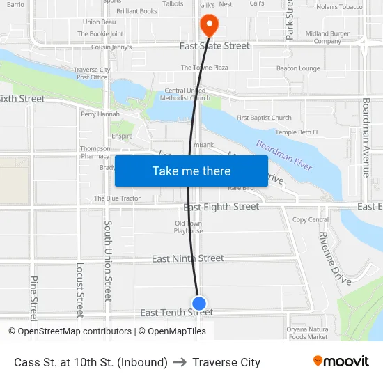 Cass St. at 10th St. (Inbound) to Traverse City map