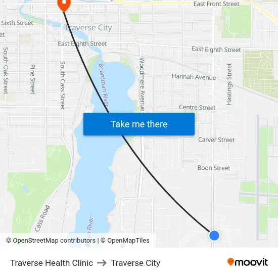 Traverse Health Clinic to Traverse City map