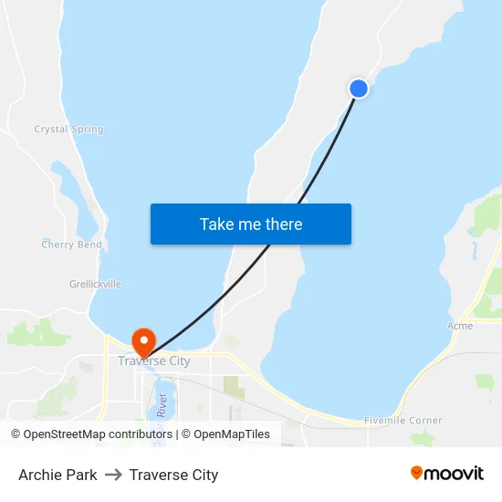 Archie Park to Traverse City map