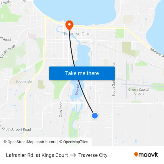 Lafranier Rd. at Kings Court to Traverse City map