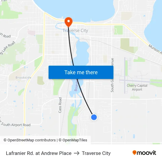 Lafranier Rd. at Andrew Place to Traverse City map