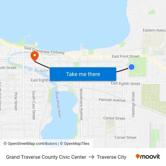Grand Traverse County Civic Center to Traverse City map