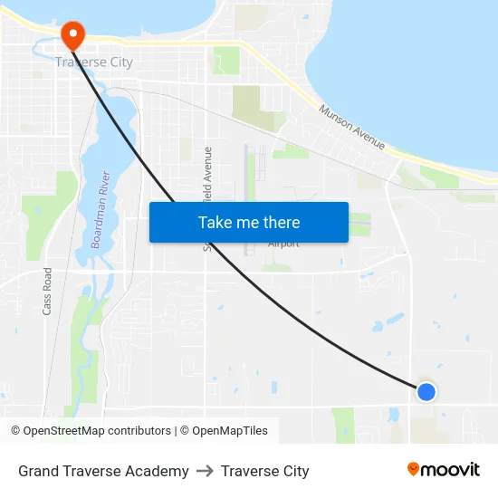 Grand Traverse Academy to Traverse City map
