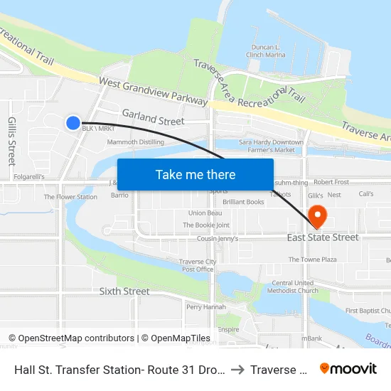 Hall St. Transfer Station- Route 31 Drop Off to Traverse City map