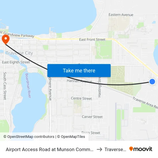 Airport Access Road at Munson Community Health to Traverse City map