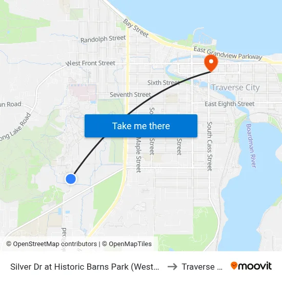 Silver Dr at Historic Barns Park (Westbound) to Traverse City map