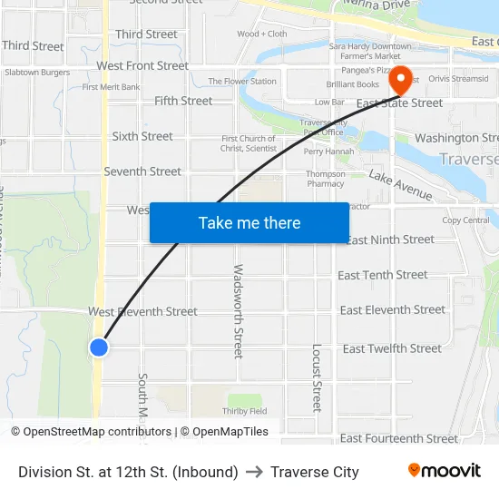 Division St. at 12th St. (Inbound) to Traverse City map