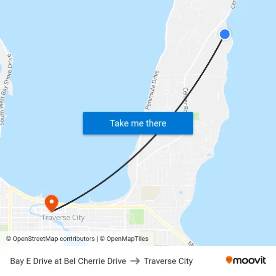 Bay E Drive at Bel Cherrie Drive to Traverse City map