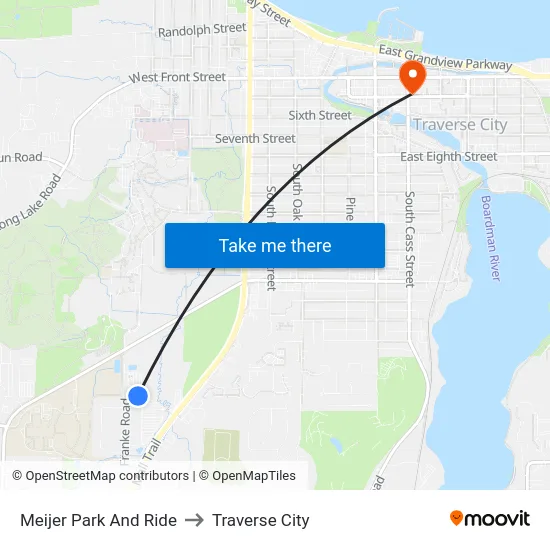 Meijer Park And Ride to Traverse City map