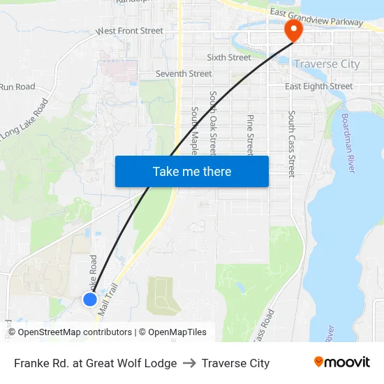 Franke Rd. at Great Wolf Lodge to Traverse City map