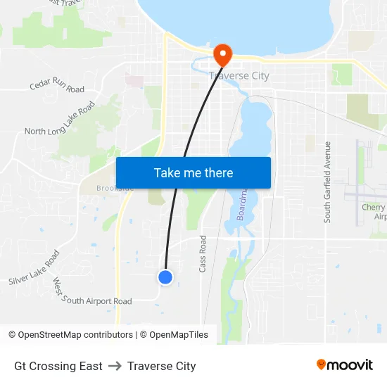 Gt Crossing East to Traverse City map