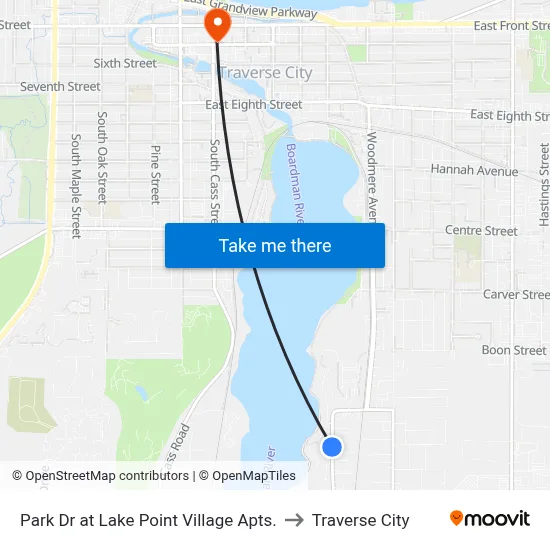 Park Dr at Lake Point Village Apts. to Traverse City map