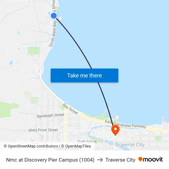 Nmc at Discovery Pier Campus (1004) to Traverse City map