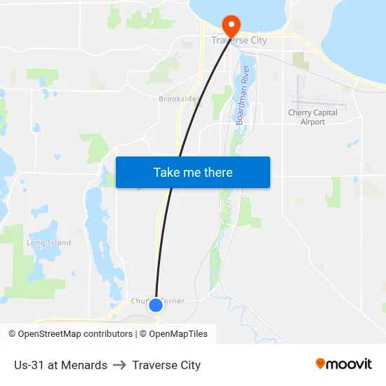 Us-31 at Menards to Traverse City map