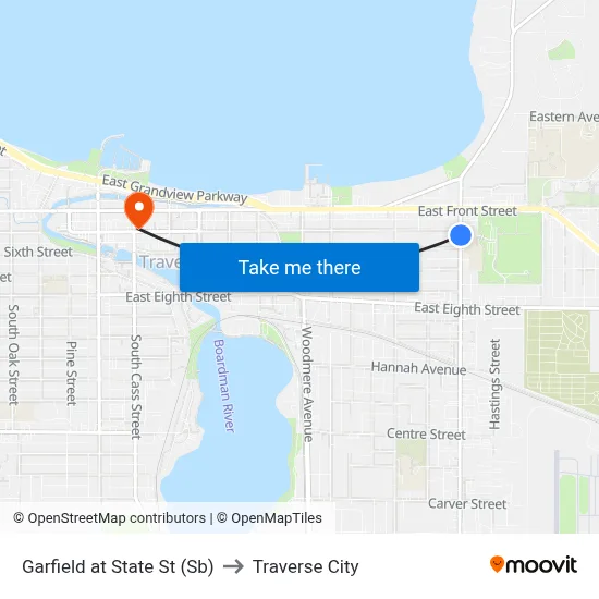 Garfield at State St (Sb) to Traverse City map