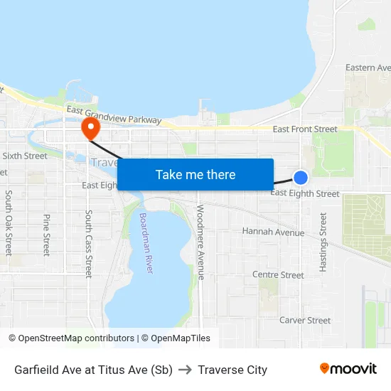 Garfieild Ave at Titus Ave (Sb) to Traverse City map