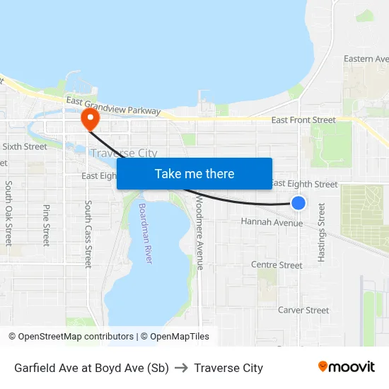 Garfield Ave at Boyd Ave (Sb) to Traverse City map