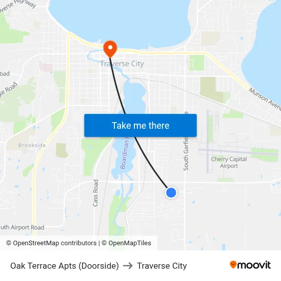 Oak Terrace Apts (Doorside) to Traverse City map