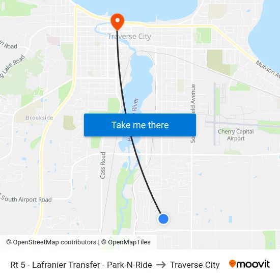 Rt 5 - Lafranier Transfer - Park-N-Ride to Traverse City map