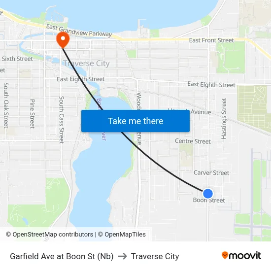 Garfield Ave at Boon St (Nb) to Traverse City map