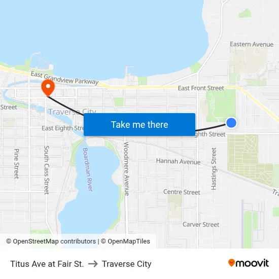 Titus Ave at Fair St. to Traverse City map