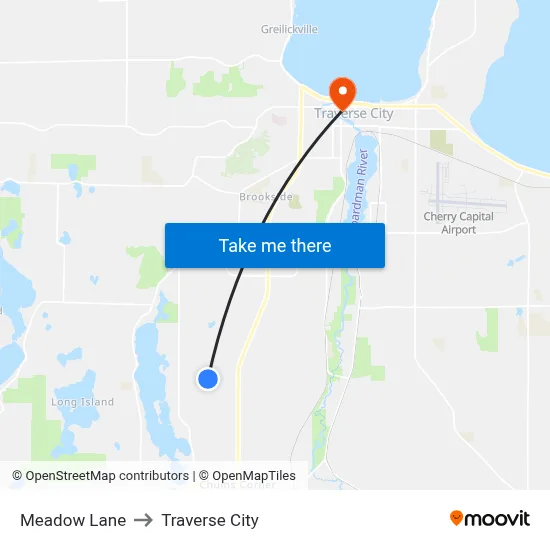 Meadow Lane to Traverse City map