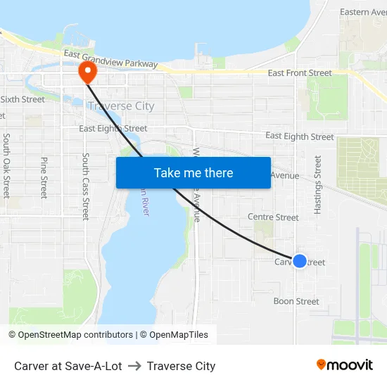 Carver at Save-A-Lot to Traverse City map