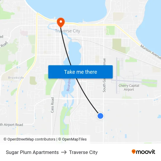Sugar Plum Apartments to Traverse City map