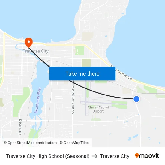 Traverse City High School (Seasonal) to Traverse City map
