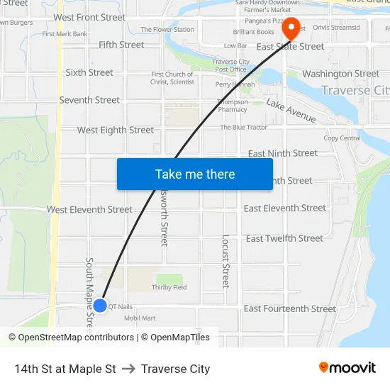 14th St at Maple St to Traverse City map