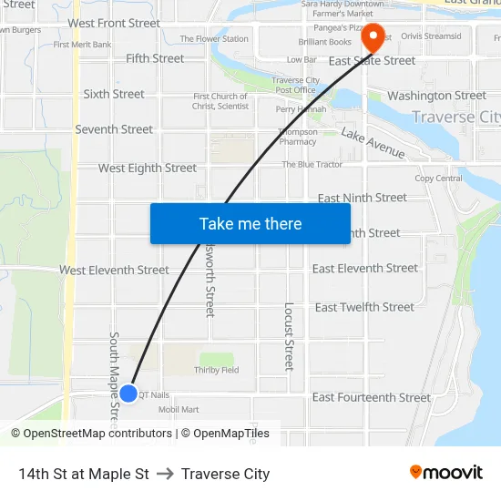 14th St at Maple St to Traverse City map