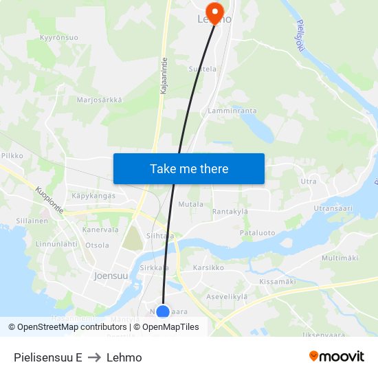 Pielisensuu E to Lehmo map