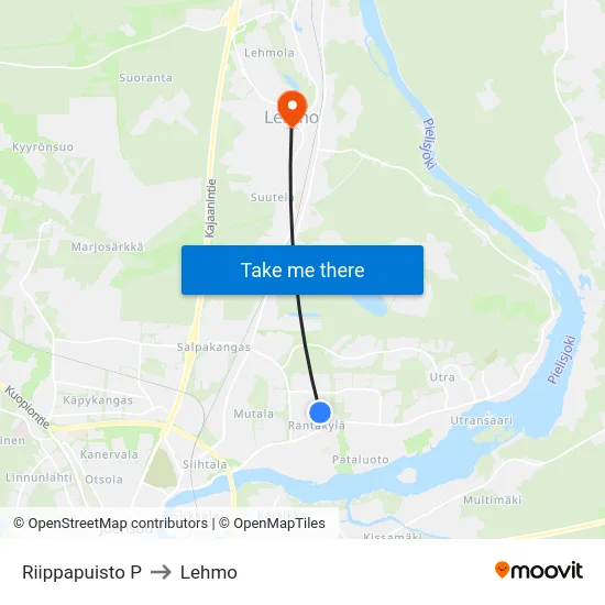 Riippapuisto P to Lehmo map