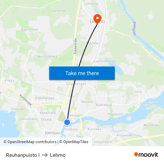 Rauhanpuisto I to Lehmo map