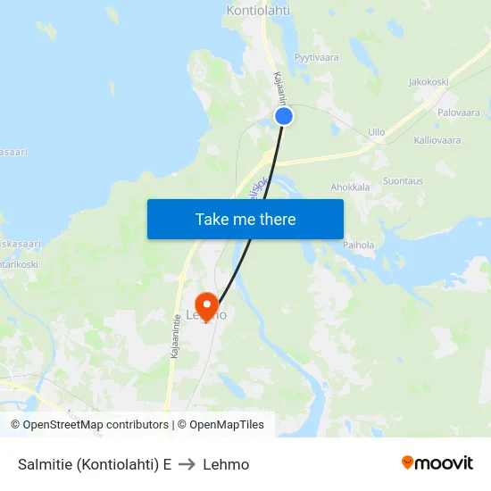 Salmitie (Kontiolahti) E to Lehmo map