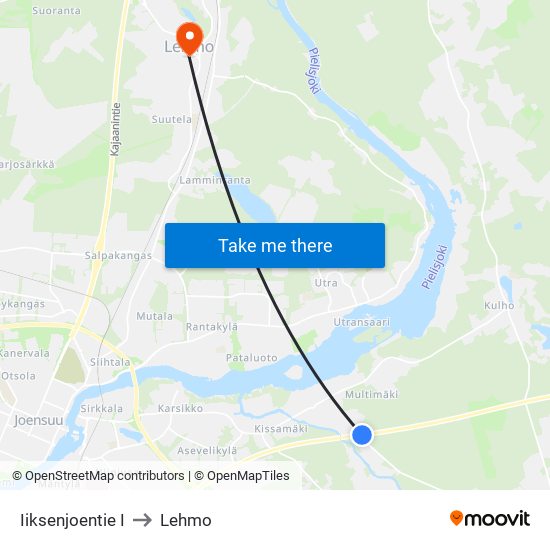 Iiksenjoentie I to Lehmo map