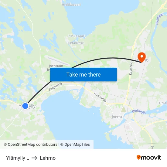 Ylämylly L to Lehmo map