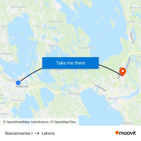 Rianiementie I to Lehmo map