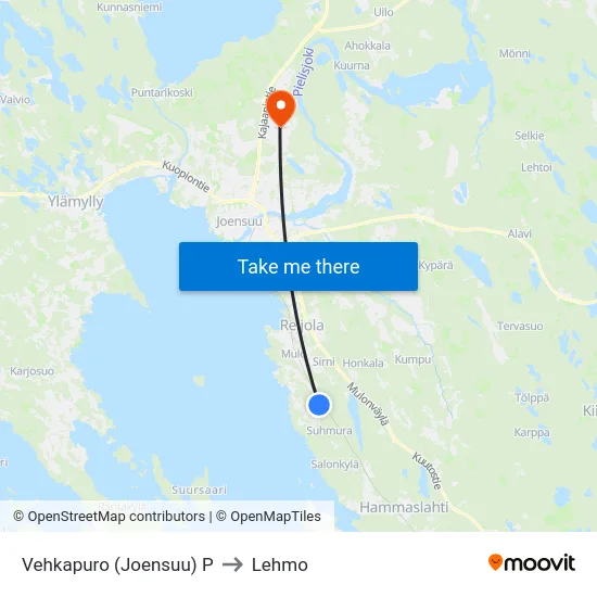 Vehkapuro (Joensuu) P to Lehmo map