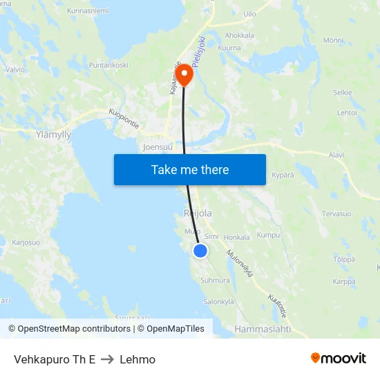 Vehkapuro Th E to Lehmo map