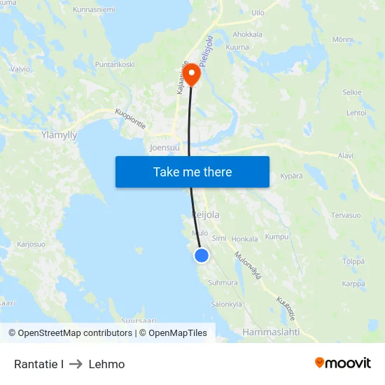 Rantatie I to Lehmo map